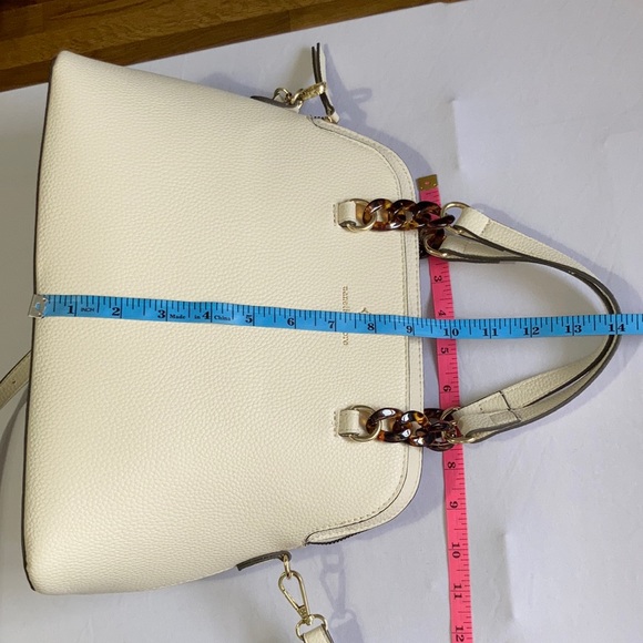 Nanette Lepore Brinley Dome Satchel & Crossbody Strap Vegan Leather Ivory Purse - Picture 13 of 16